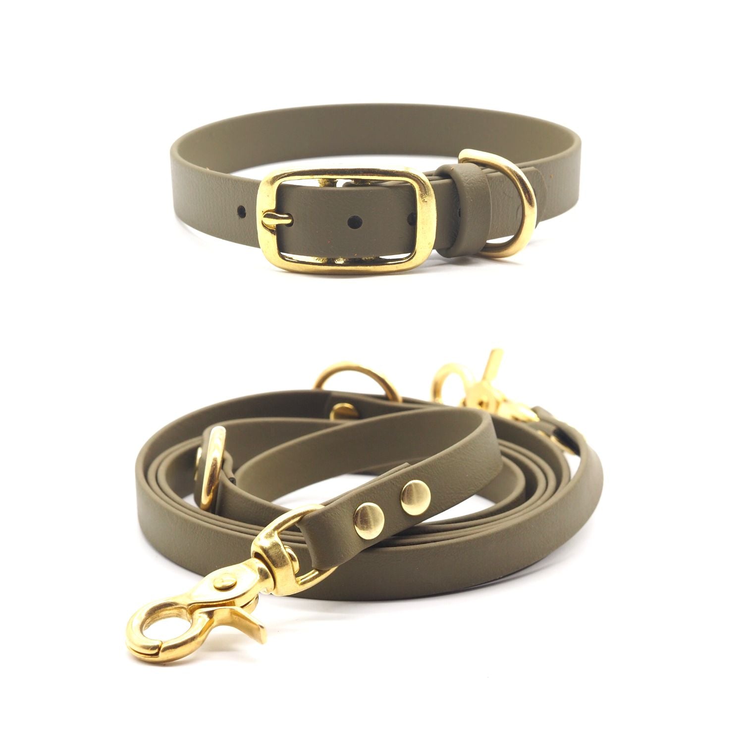 Halsband and Leine aus Biothane® 'Khaki'